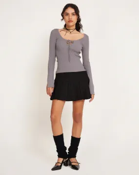 Rahne Long Sleeve Top in Flint Grey