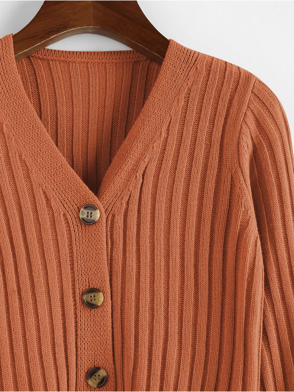 Ribbed Button Cardigan