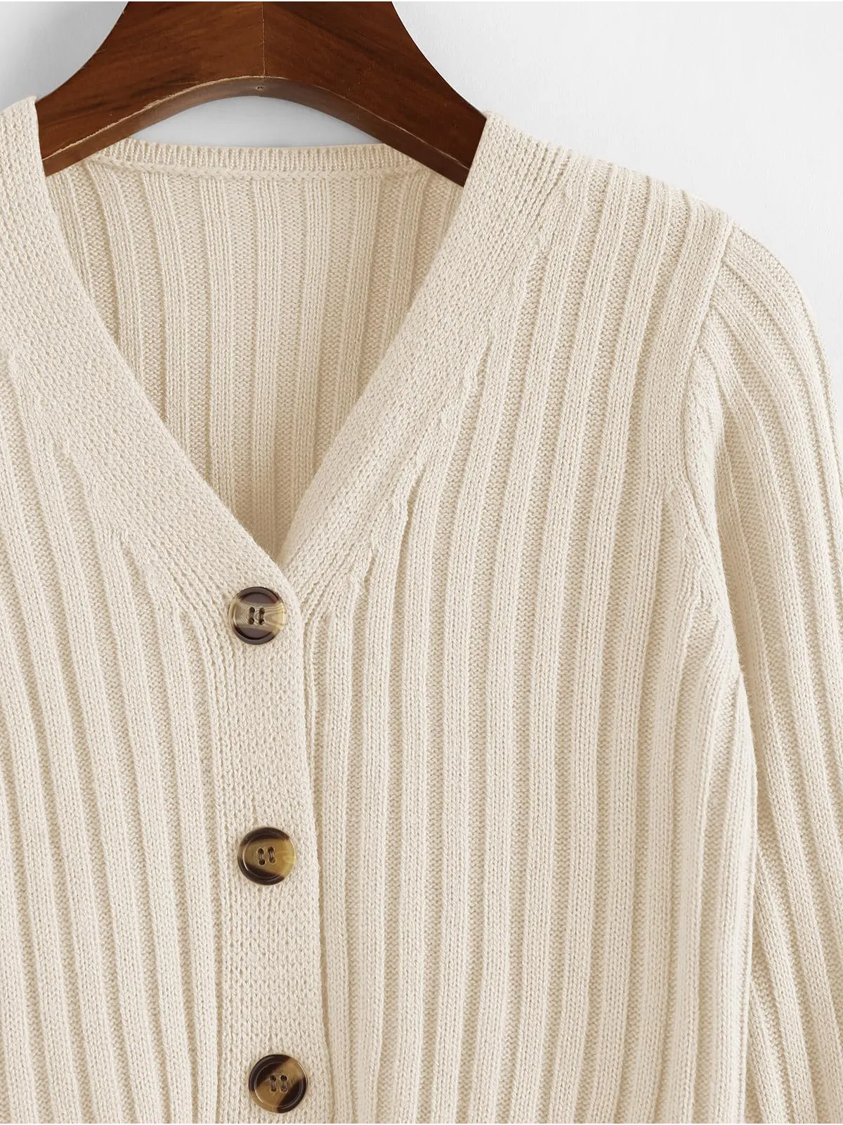 Ribbed Button Cardigan