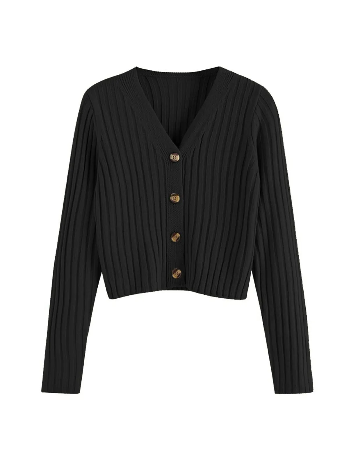 Ribbed Button Cardigan