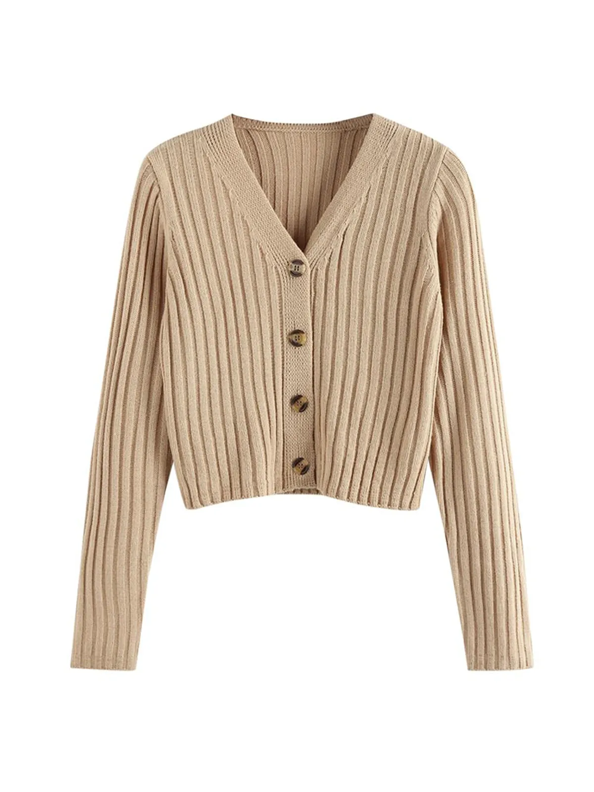 Ribbed Button Cardigan