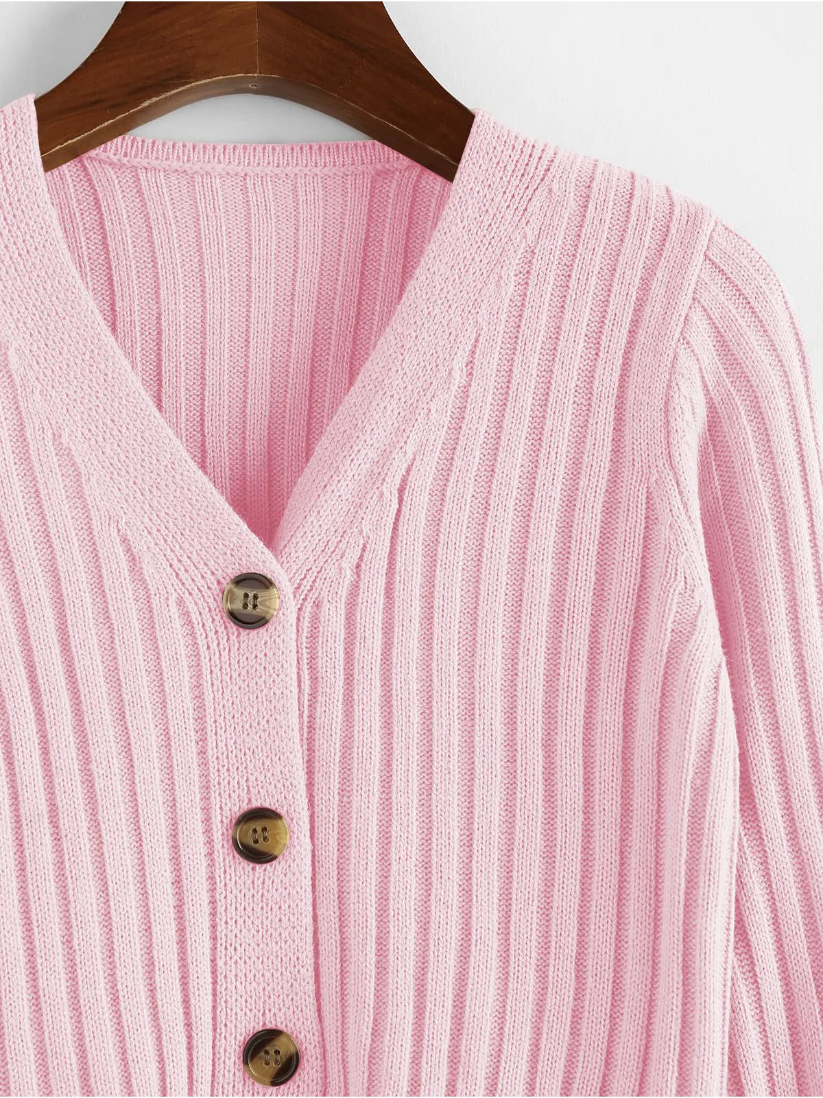 Ribbed Button Cardigan