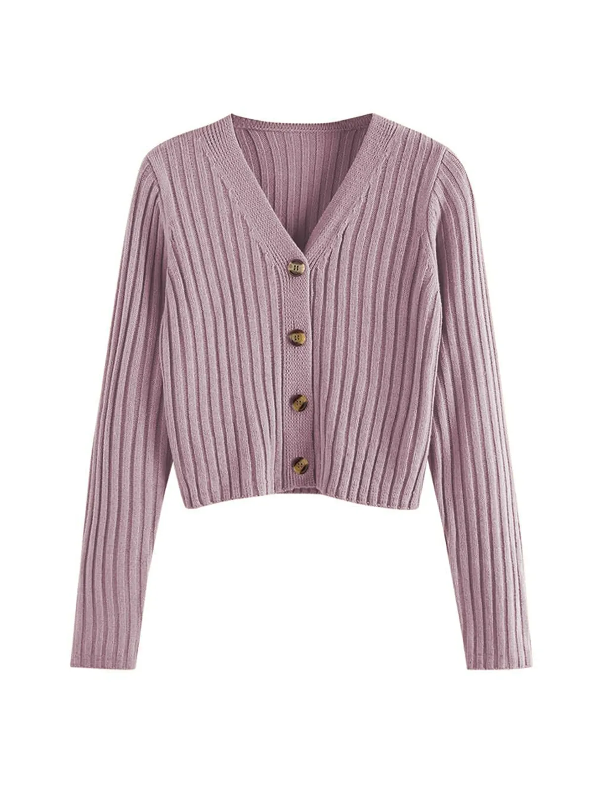 Ribbed Button Cardigan