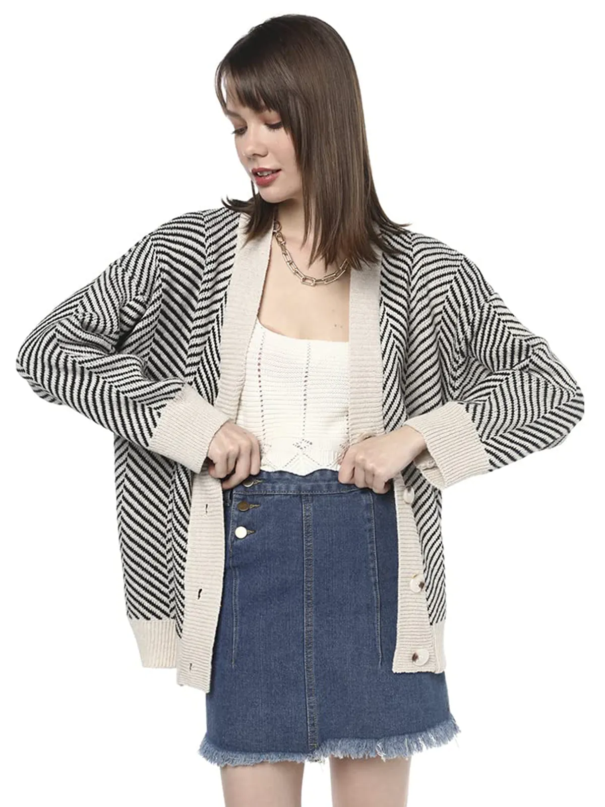 Ribbed Button Cardigan