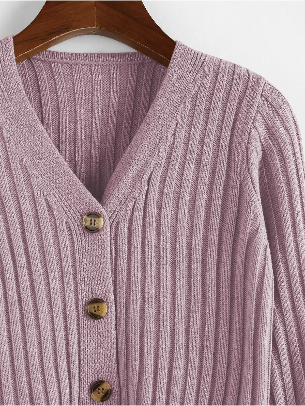 Ribbed Button Cardigan