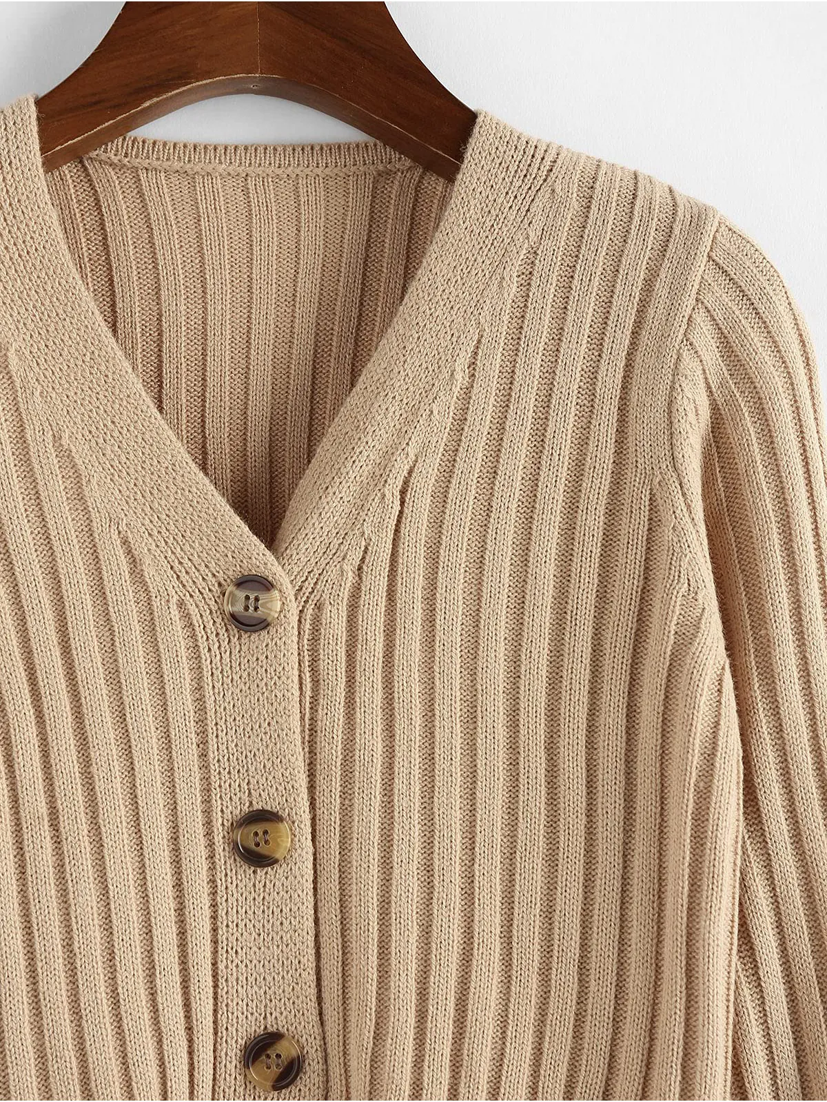 Ribbed Button Cardigan