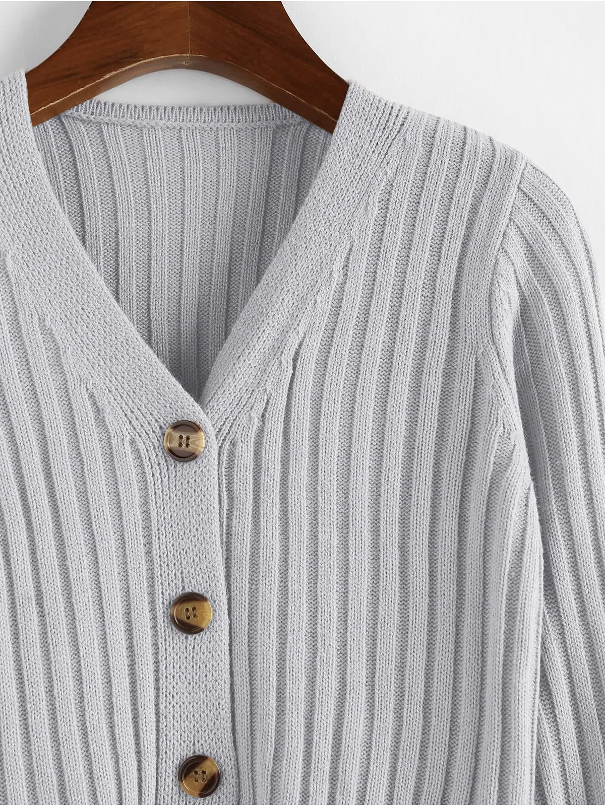 Ribbed Button Cardigan