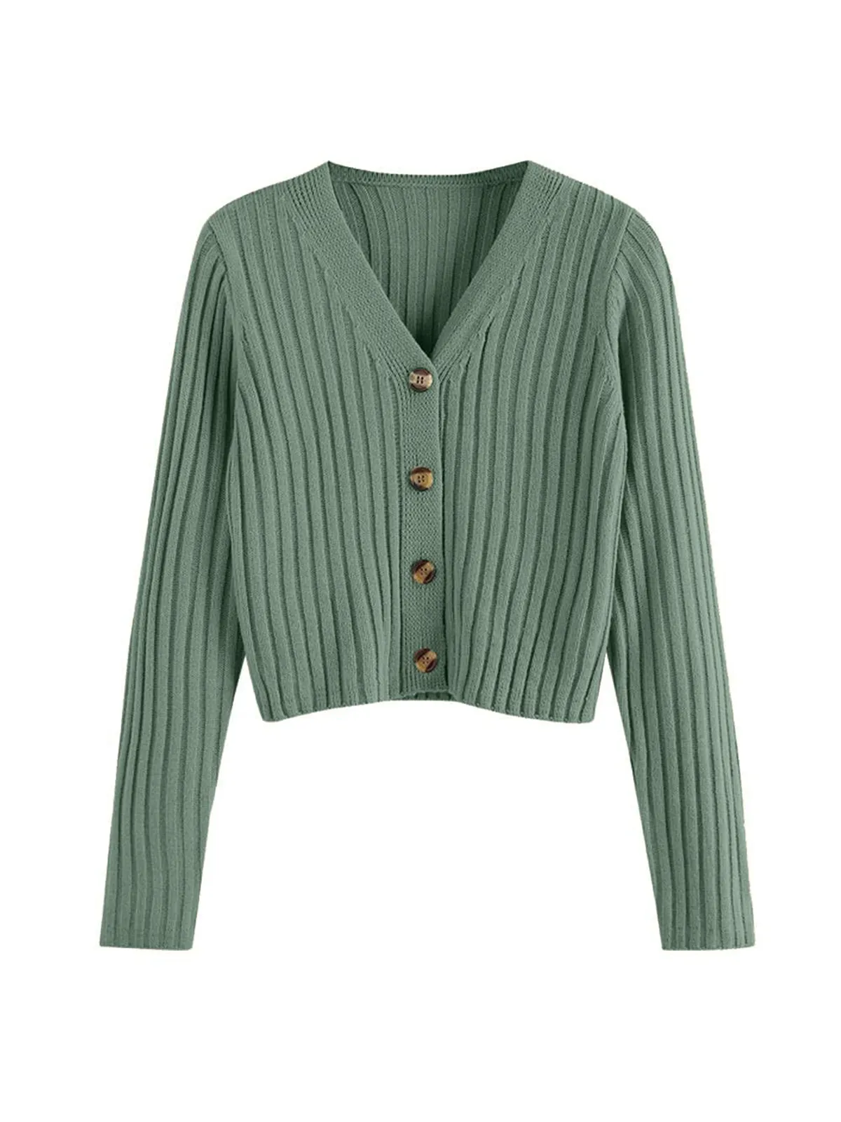 Ribbed Button Cardigan