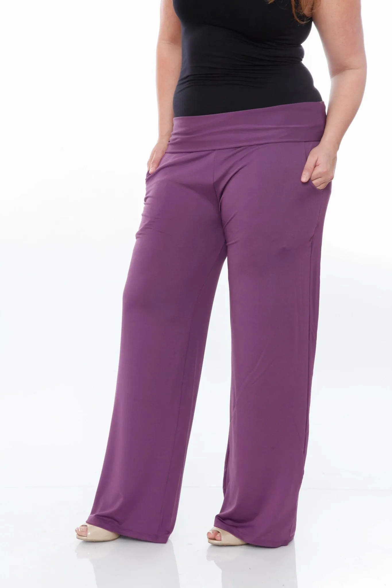 Solid Palazzo Pants - Plus