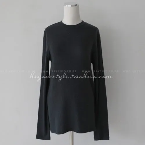 Spring Top Sexy T Shirt Elastic Korean Style Split Skinny Long Sleeve