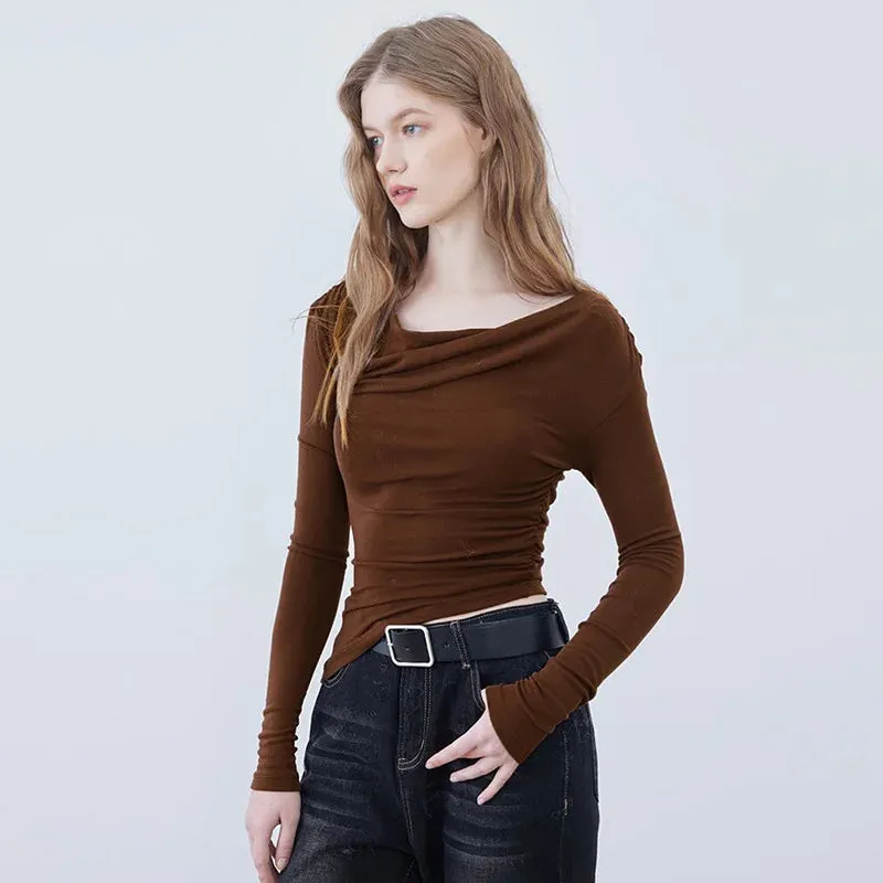 Swing Slash Collar Long Sleeve Tee