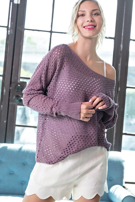 True Match Eyelet Knit Sweater