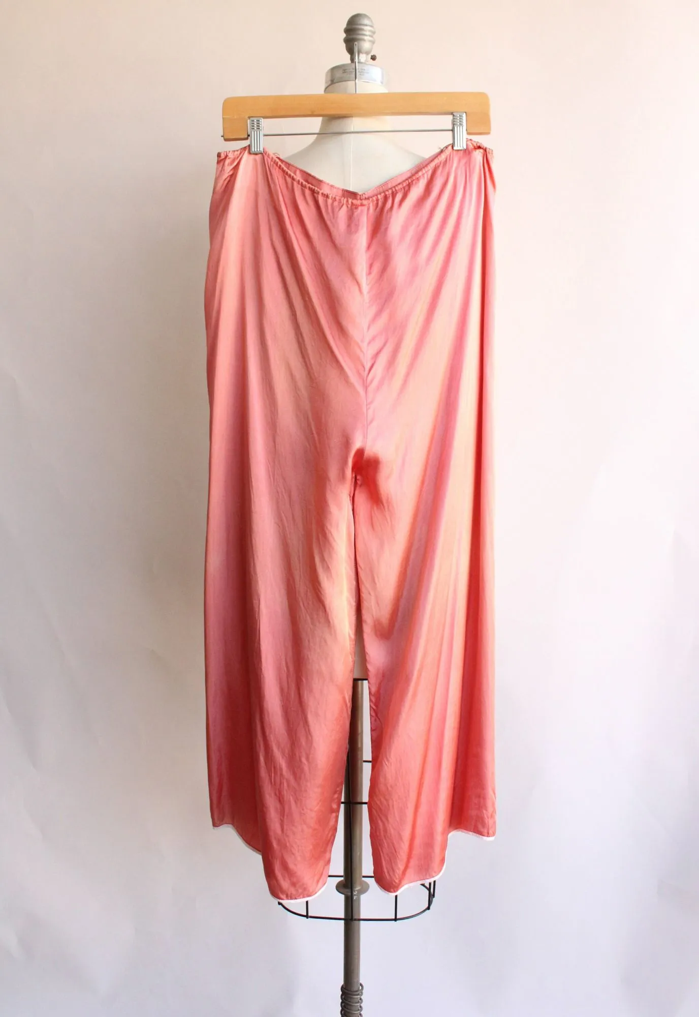 Vintage 1940s Pink Satin Wide Legged Pajama Pants