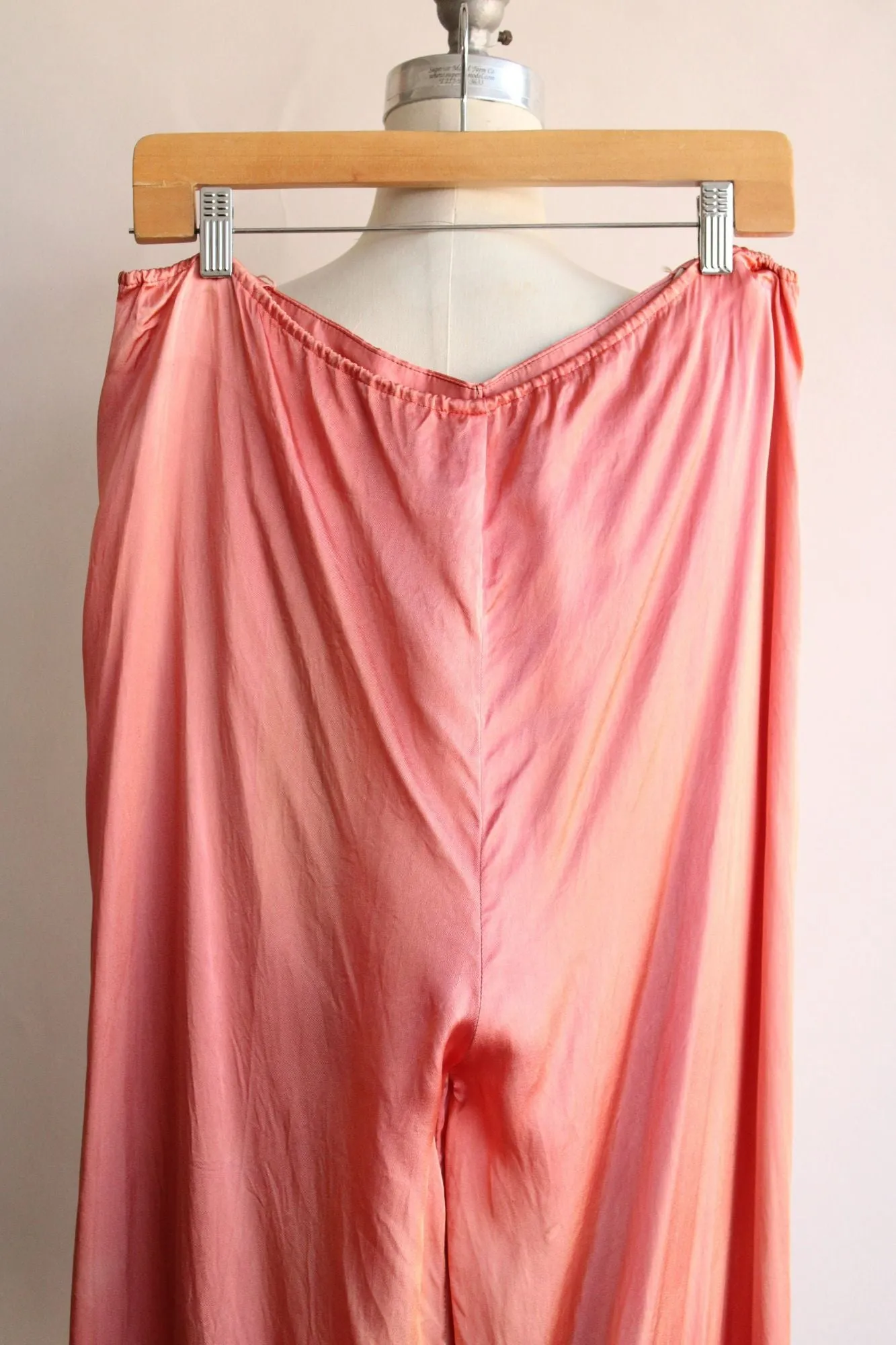 Vintage 1940s Pink Satin Wide Legged Pajama Pants