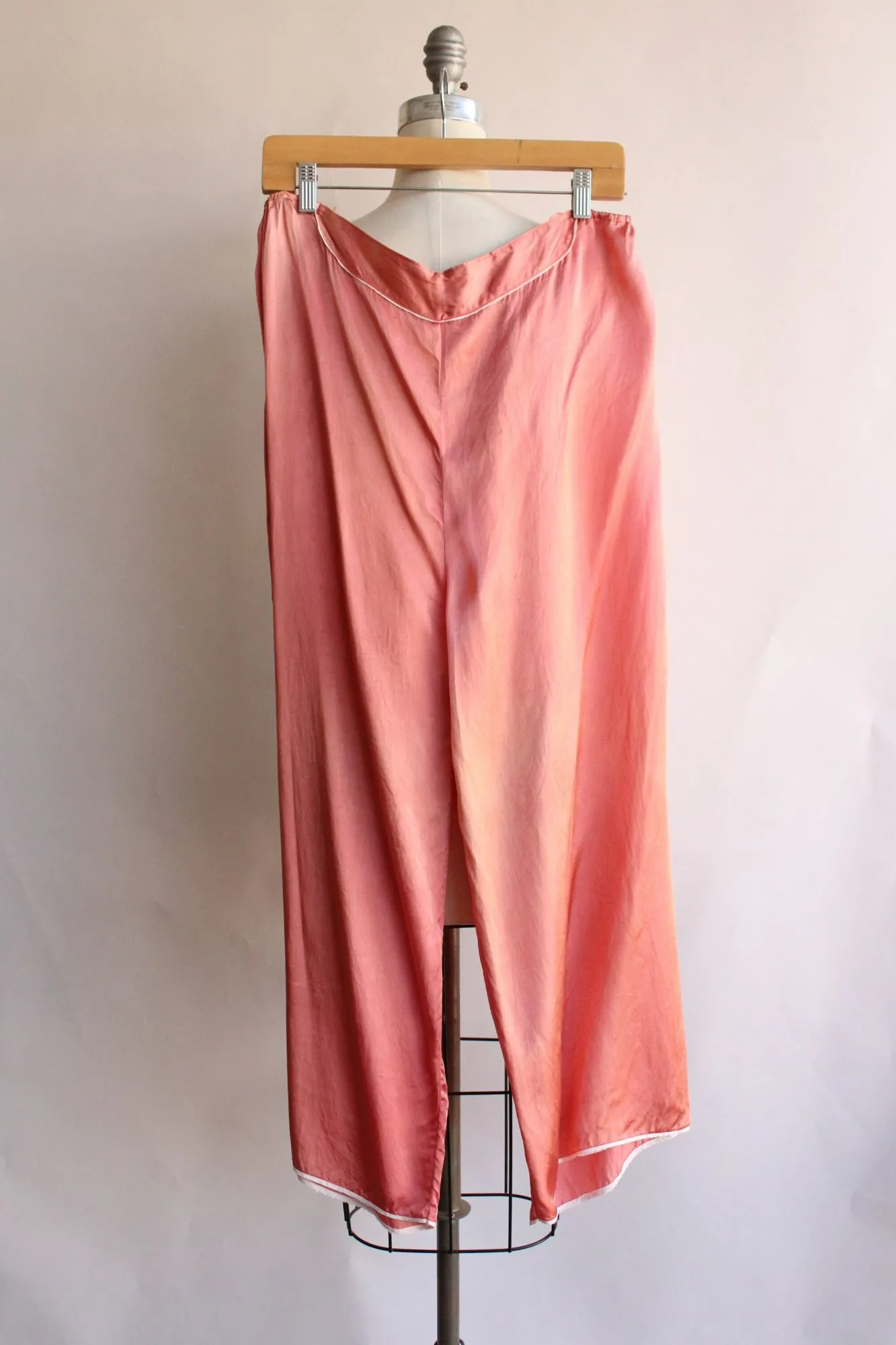 Vintage 1940s Pink Satin Wide Legged Pajama Pants