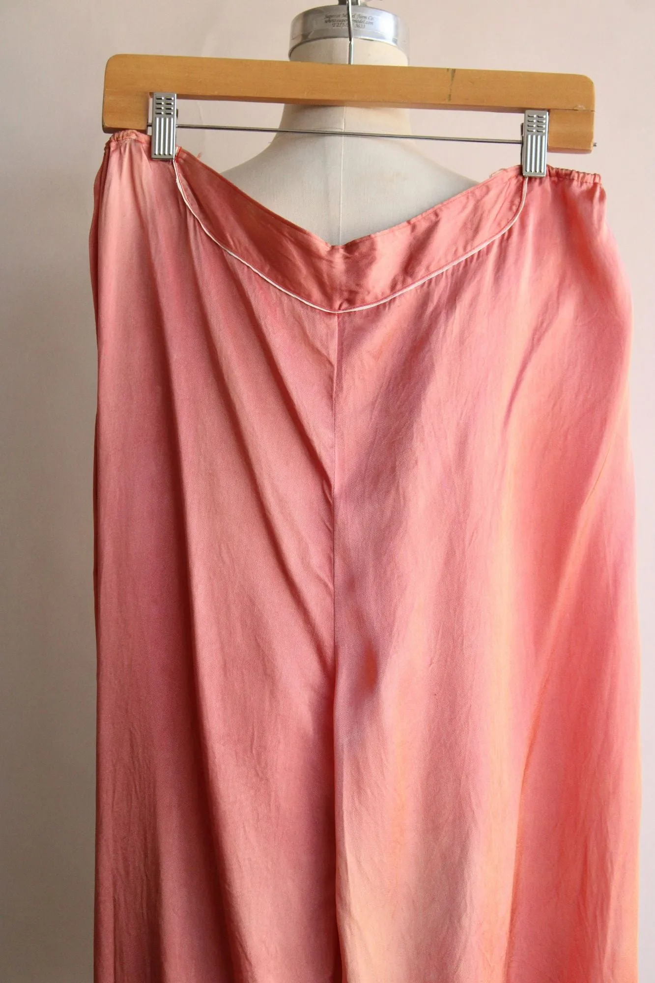 Vintage 1940s Pink Satin Wide Legged Pajama Pants