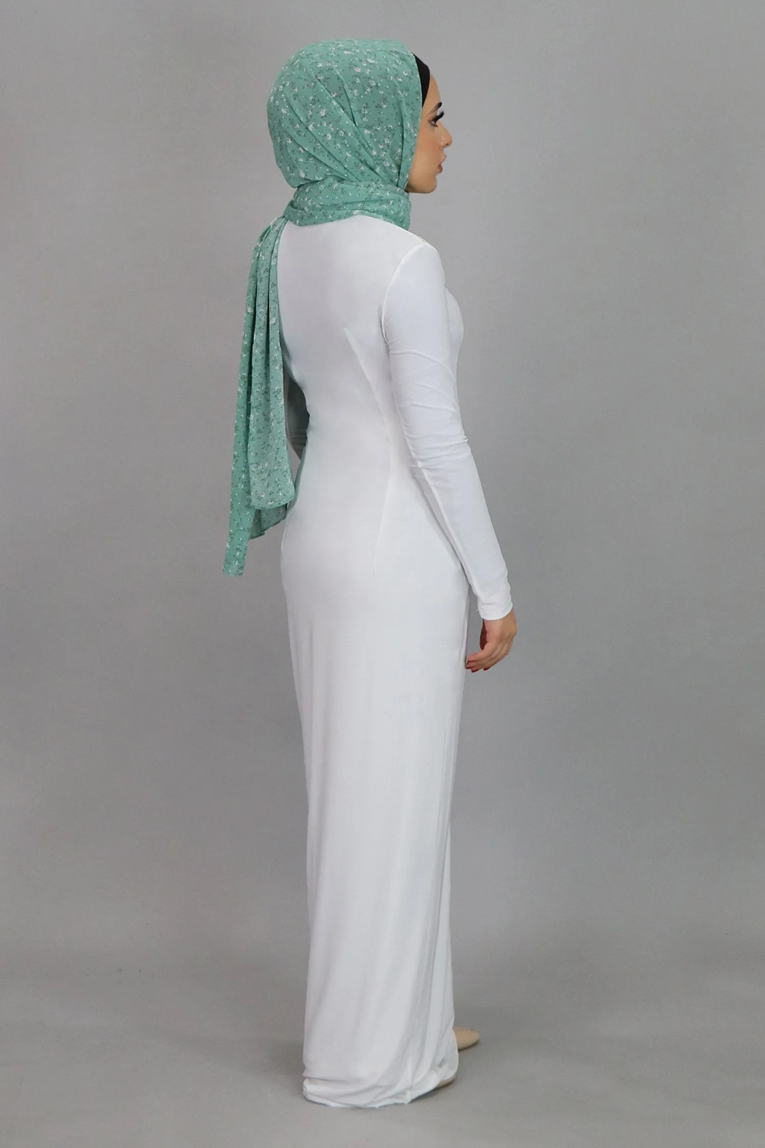 White Plain Fitted Spandex Maxi Dress