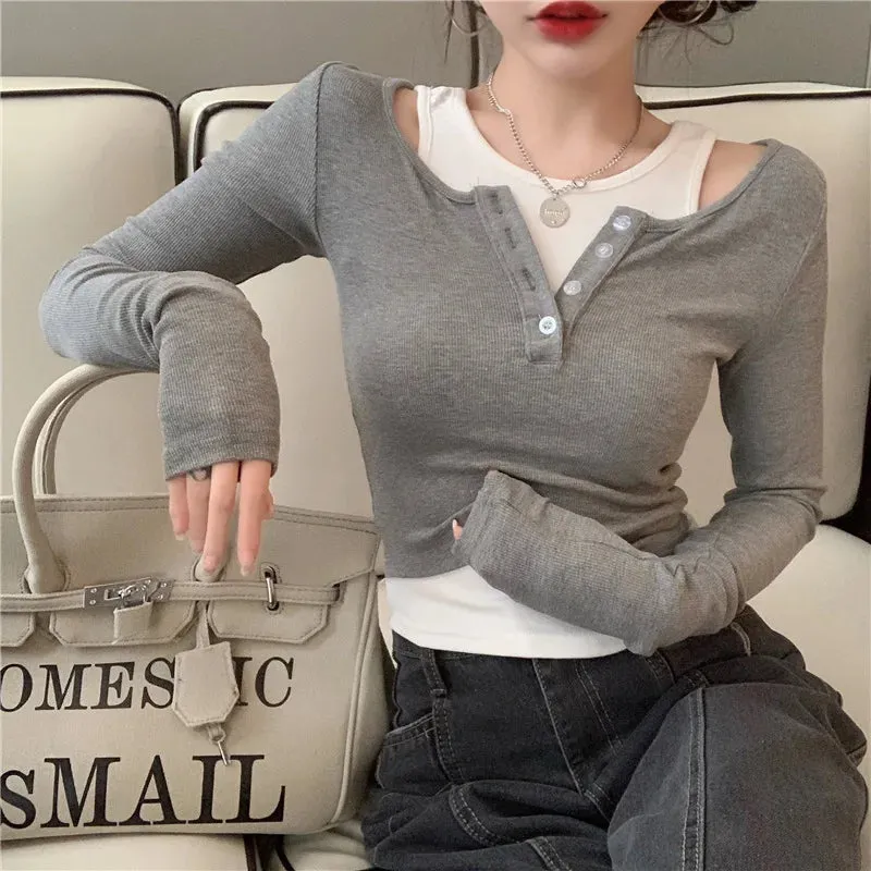 Women's Sexy Coat Style Long Sleeve Tee