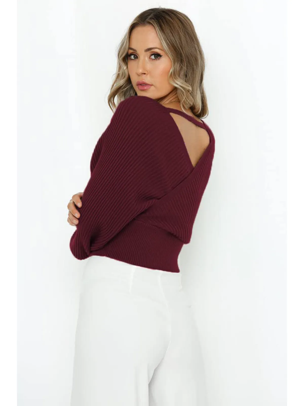 Wrap V-Neck Knit Chunky Sweater