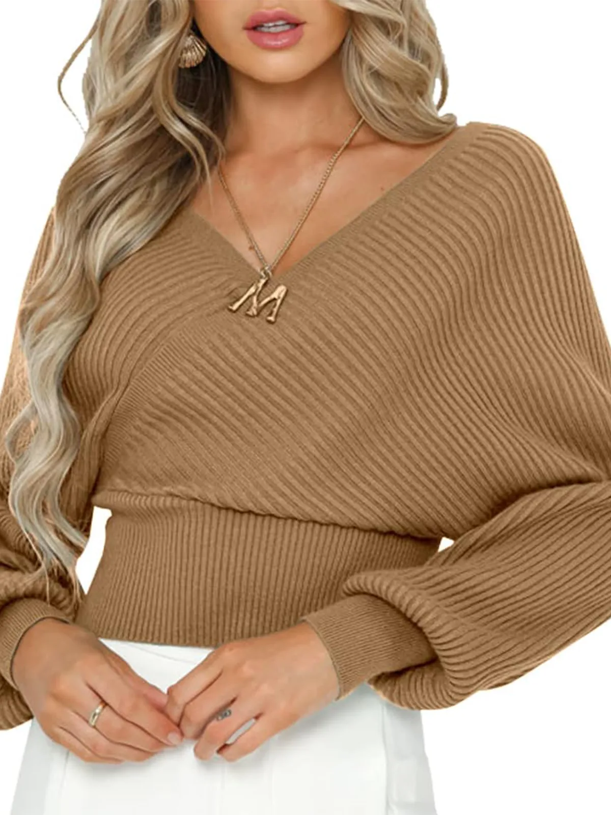 Wrap V-Neck Knit Chunky Sweater