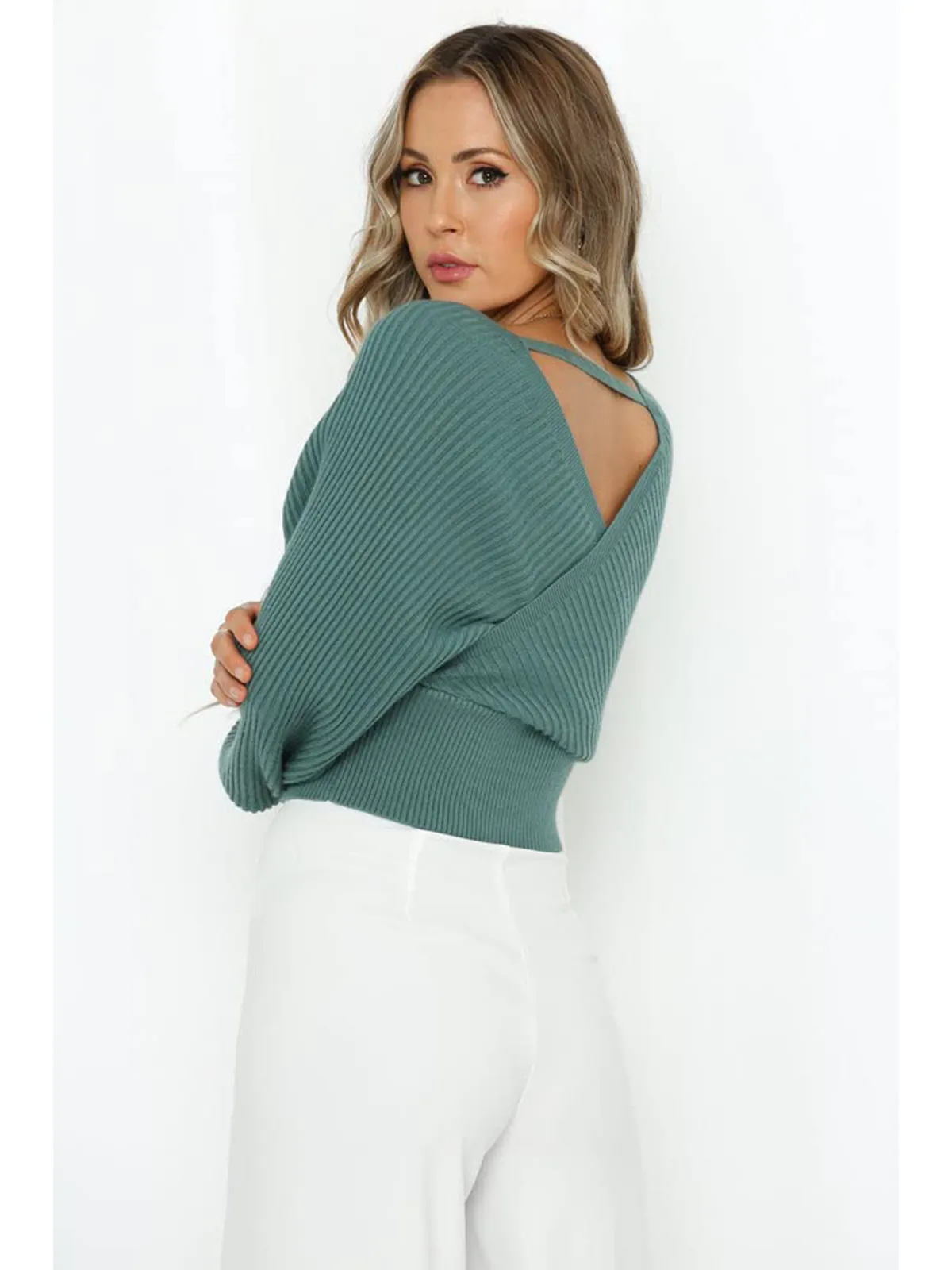 Wrap V-Neck Knit Chunky Sweater