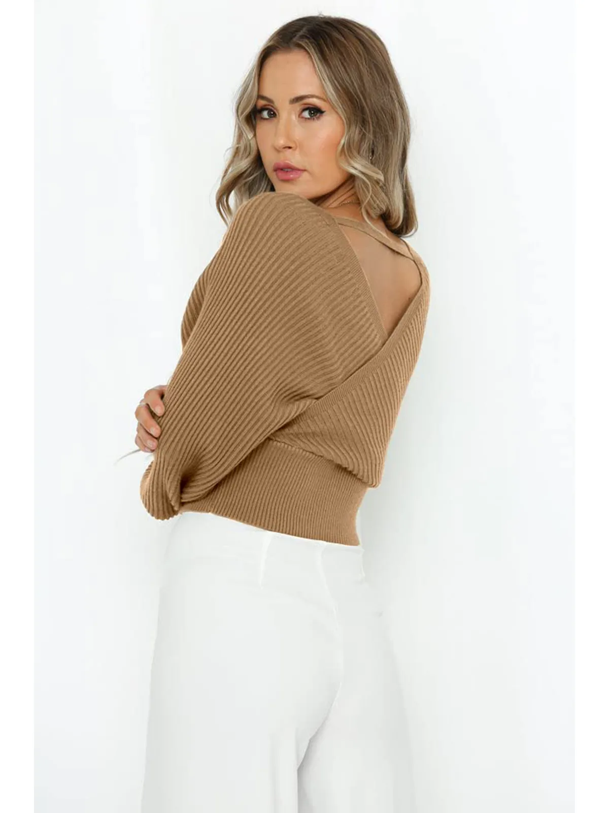 Wrap V-Neck Knit Chunky Sweater