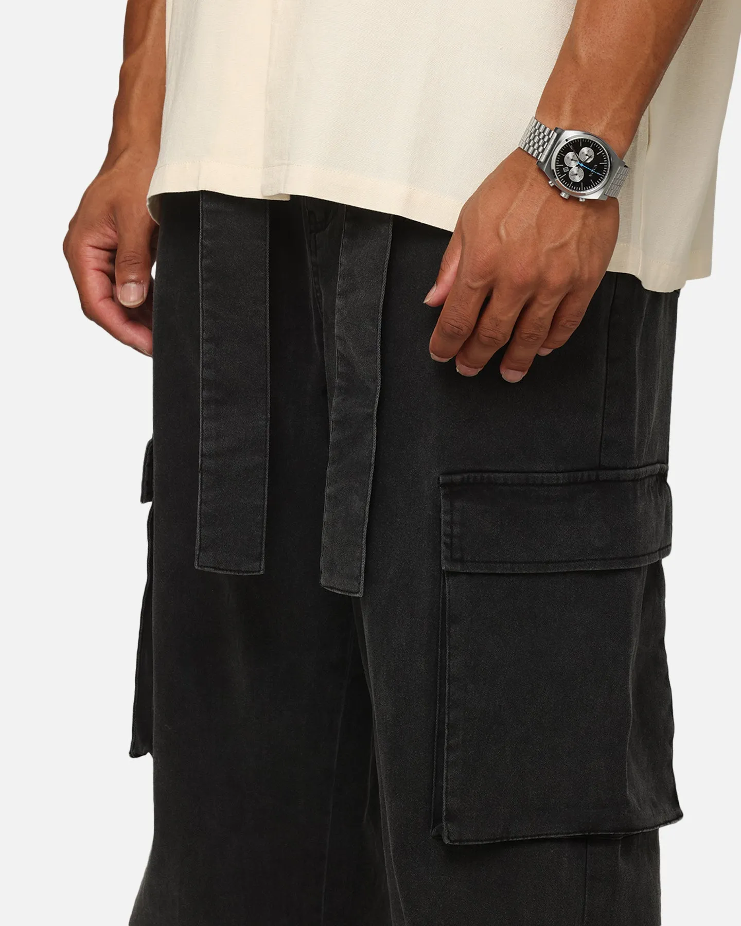 XXIII Tie Up Cargo Pants Washed Black