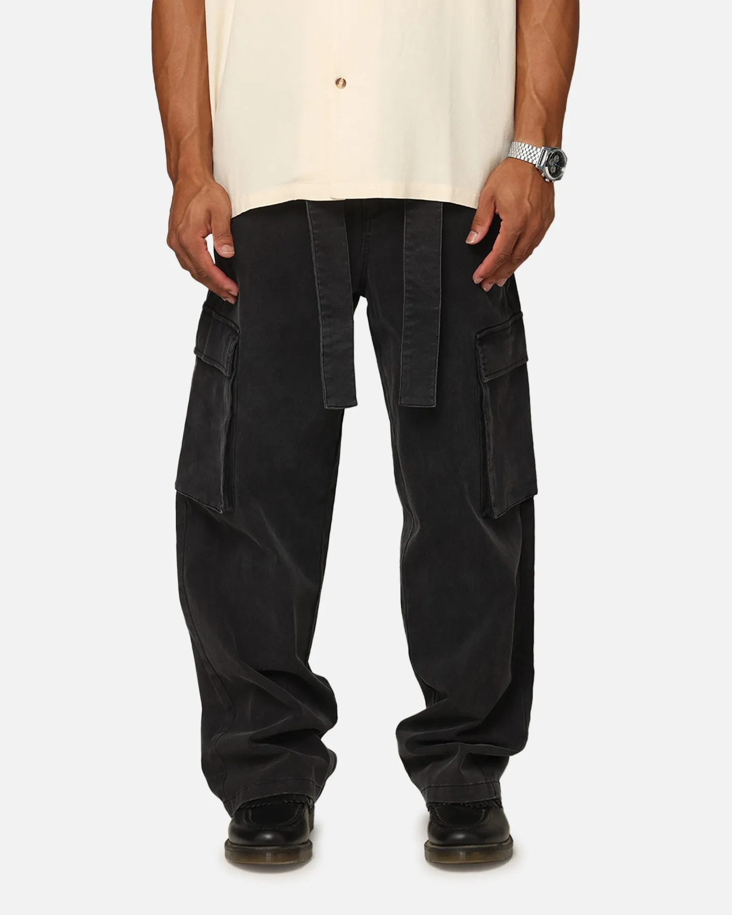 XXIII Tie Up Cargo Pants Washed Black