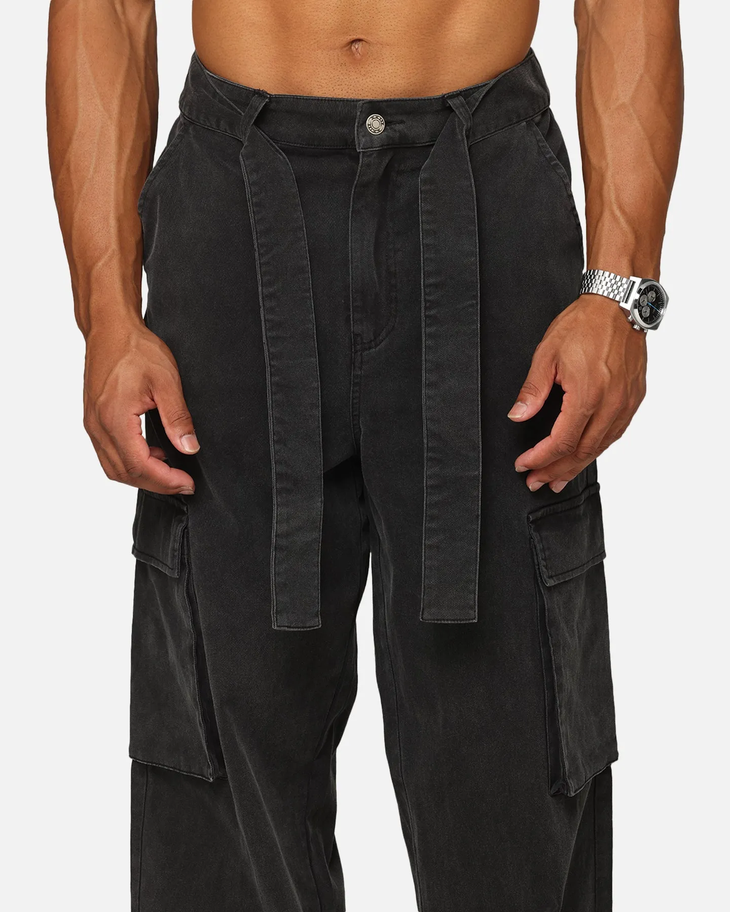 XXIII Tie Up Cargo Pants Washed Black